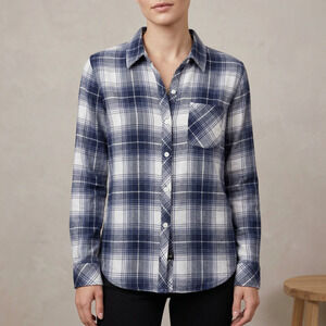 Rails Women's Hunter Plaid Button Down Shirt Blue White Small